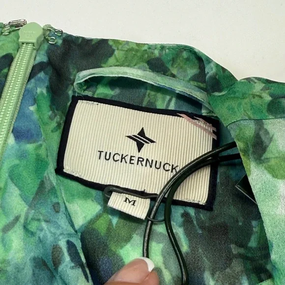 Tuckernuck Water Lilies Sasha Dress Tiered Ruffle Midi Green Floral M NEW READ - Picture 5 of 9